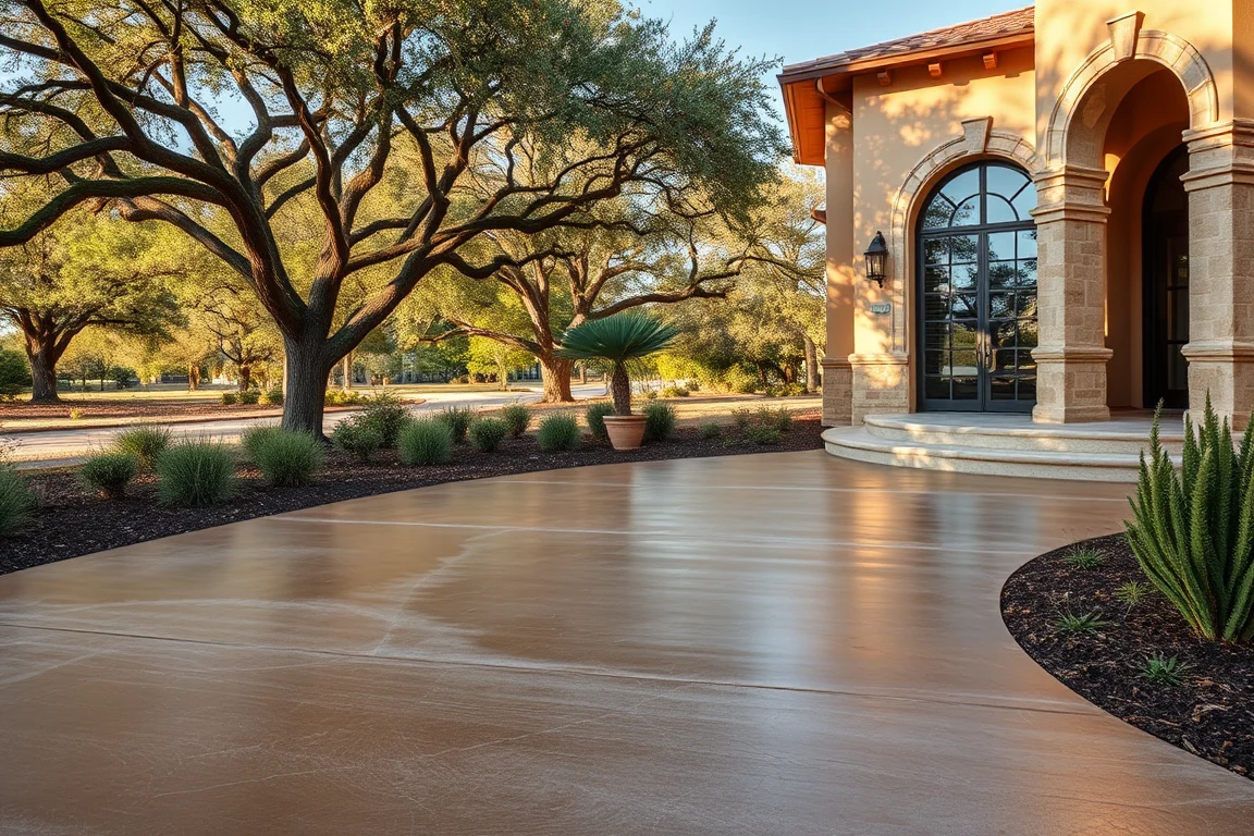 stained concrete surface at a South Texas-style home