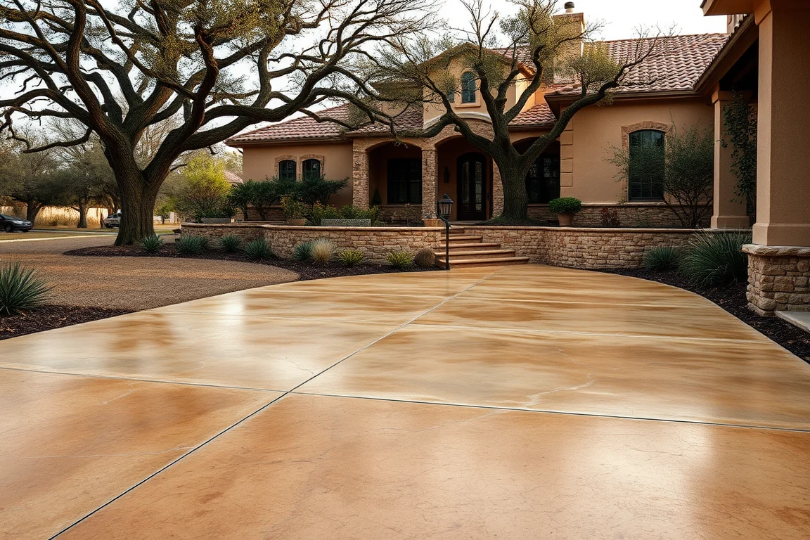 stained concrete surface at a South Texas-style home