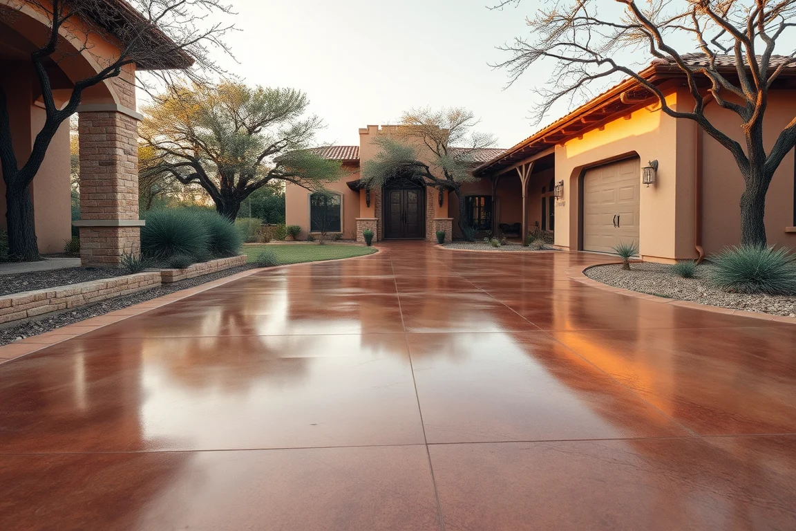 stained concrete surface at a South Texas-style home