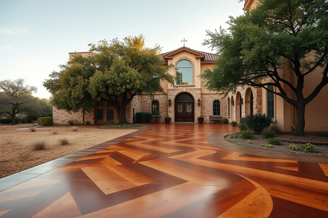 stained concrete surface at a South Texas-style home