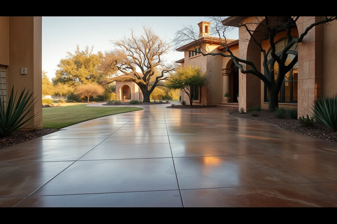stained concrete surface at a South Texas-style home