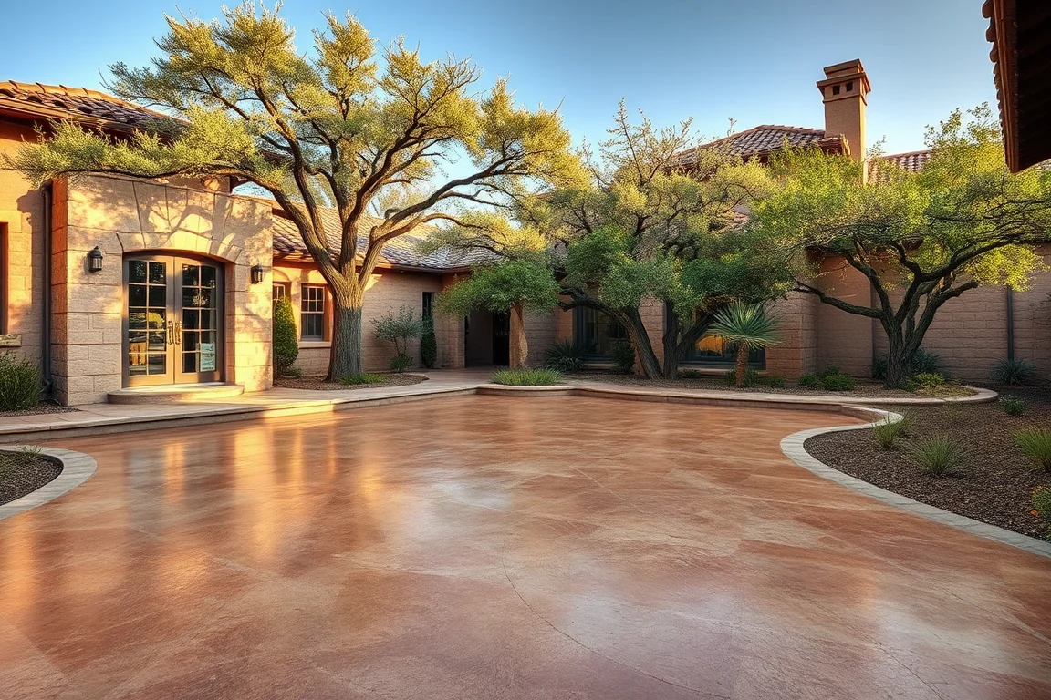 stained concrete surface at a South Texas-style home