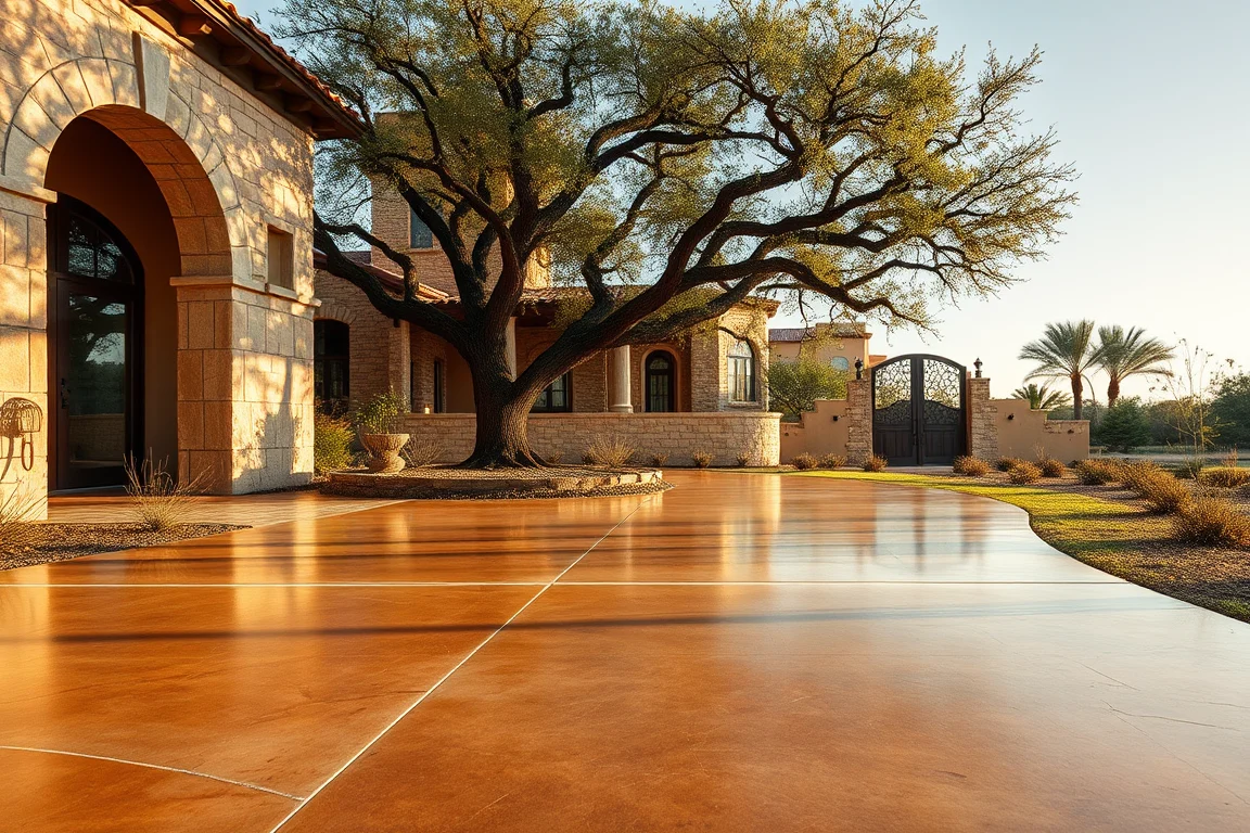 stained concrete surface at a South Texas-style home